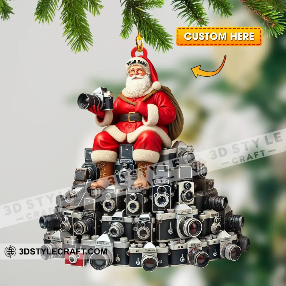 Santa Camera Lover Christmas Home Decor Ornament Personalized 3.54’’ / 1