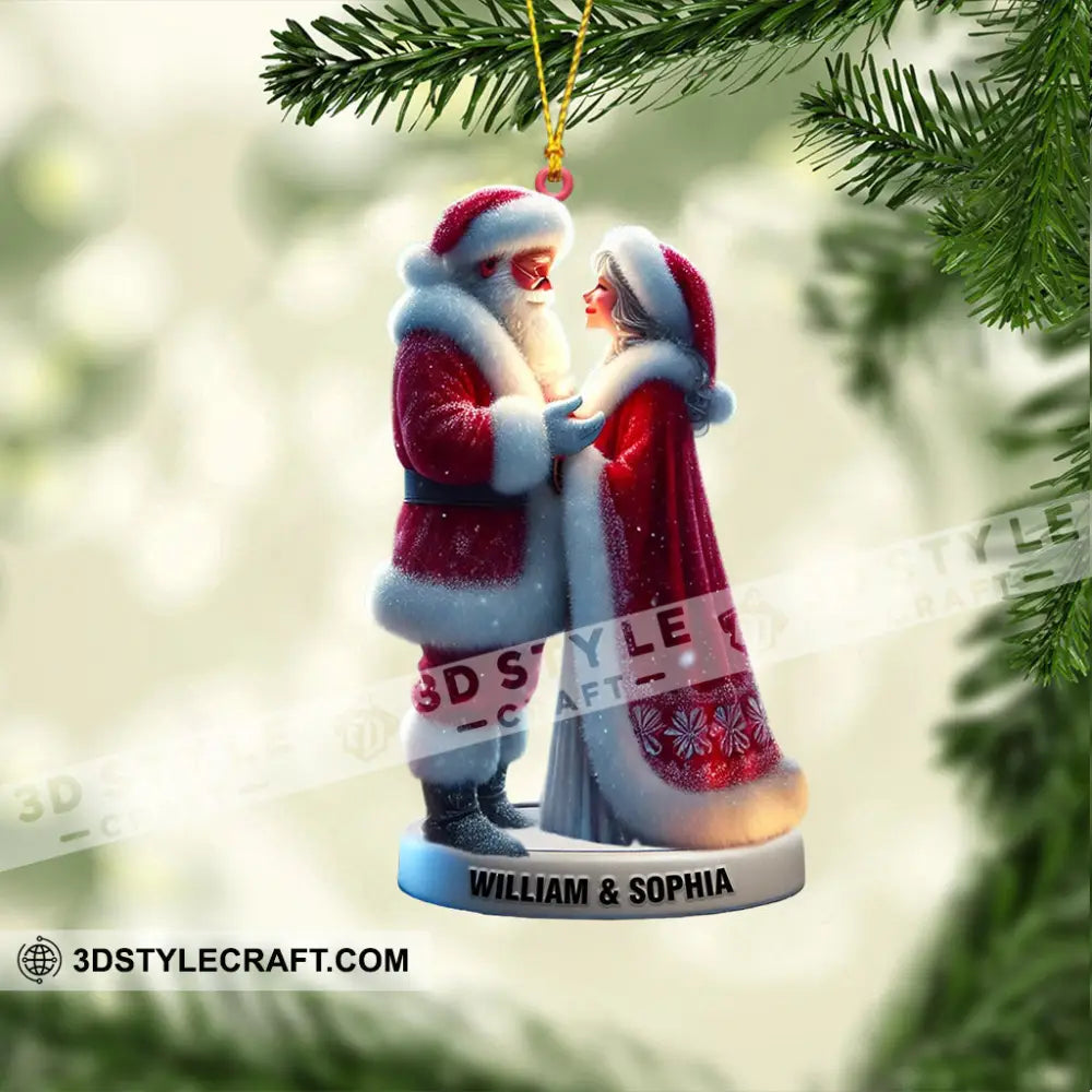 Santa Couple Christmas Ornament Personalized