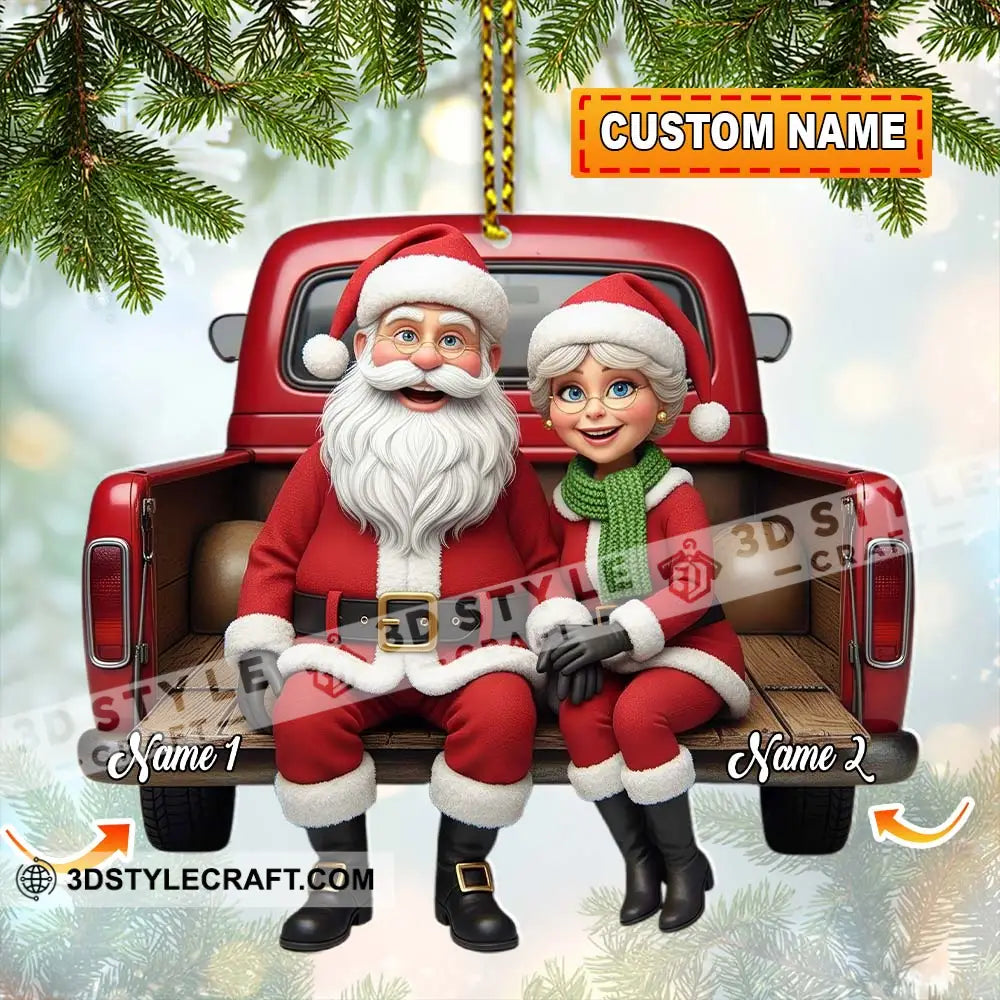 Santa Couple Home Decor Christmas Ornament Personalized Ornament 3.54’’ / 1 Ornament Ornament