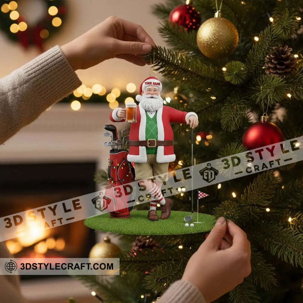 Santa Golf And Beer Home Decor Christmas Ornament Personalized Ornament Ornament