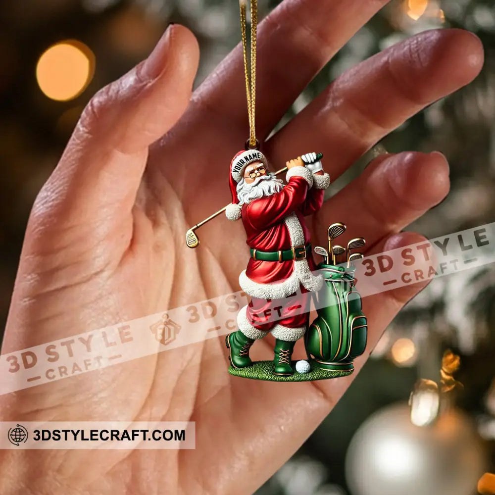 Santa Golf Player Christmas Ornament Personalized