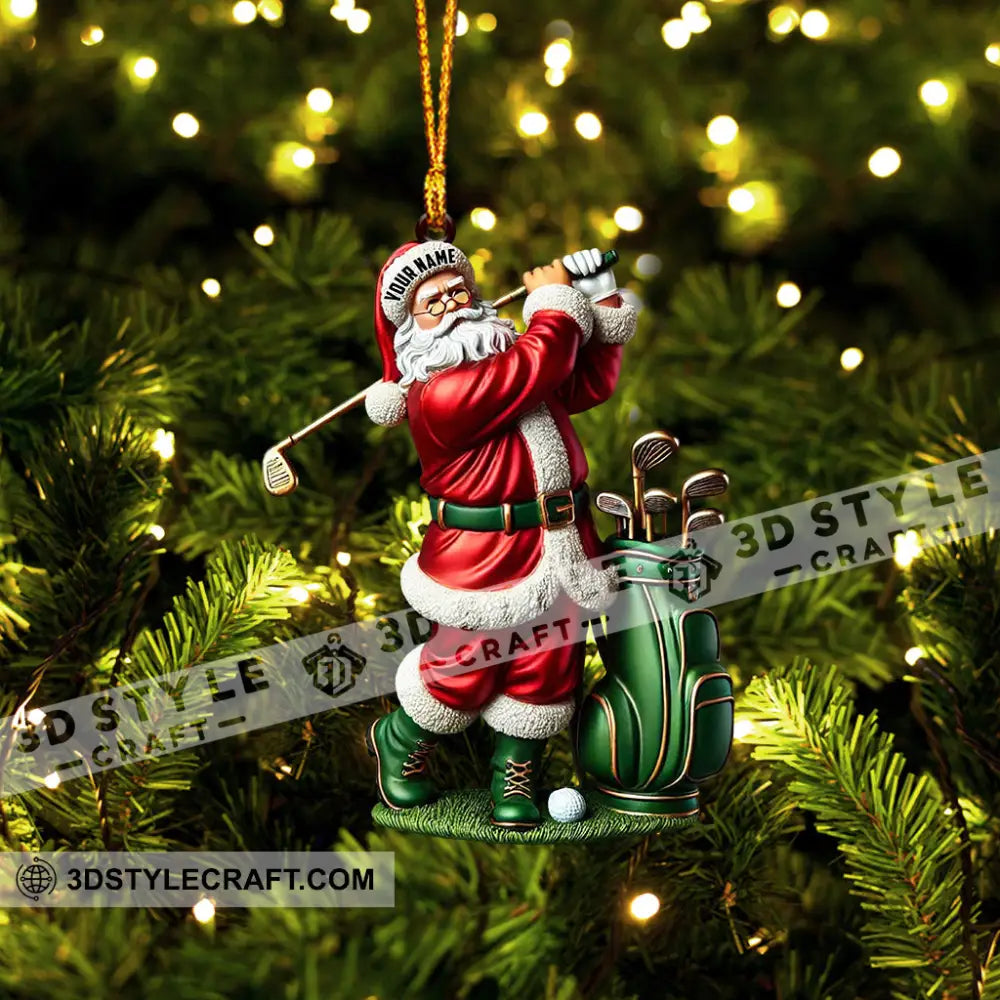 Santa Golf Player Christmas Ornament Personalized