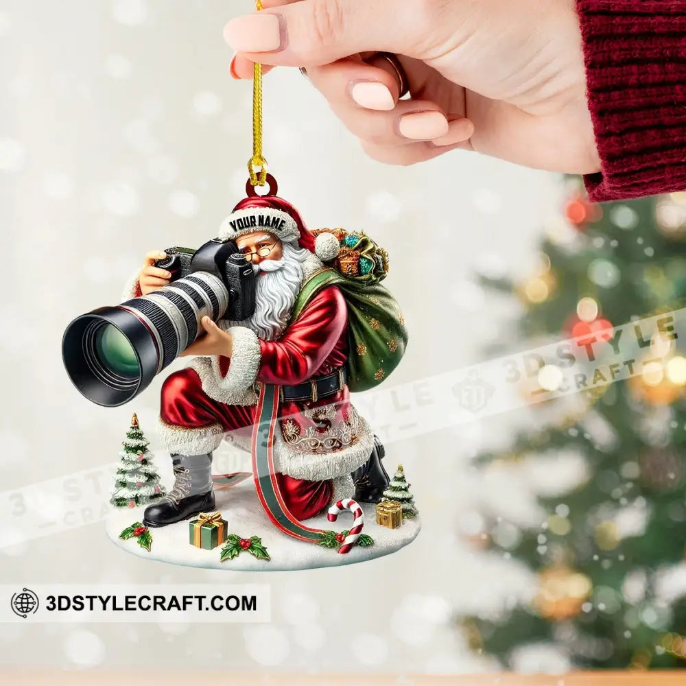 Santa Photographer Home Decor Christmas Ornament Personalized