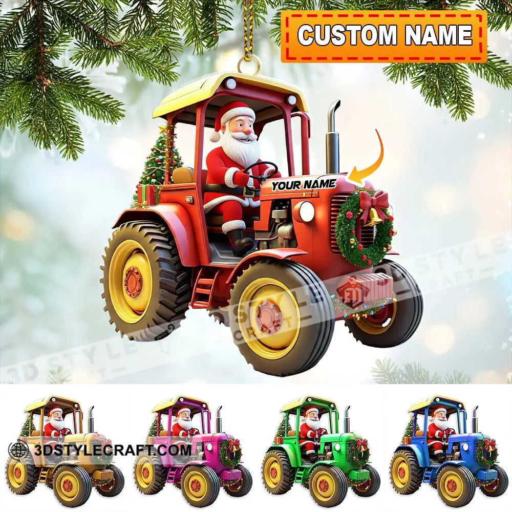 Santa Rides Truck Home Decor Christmas Ornament Personalized Ornament 3.54’’ / 1 Ornament Ornament