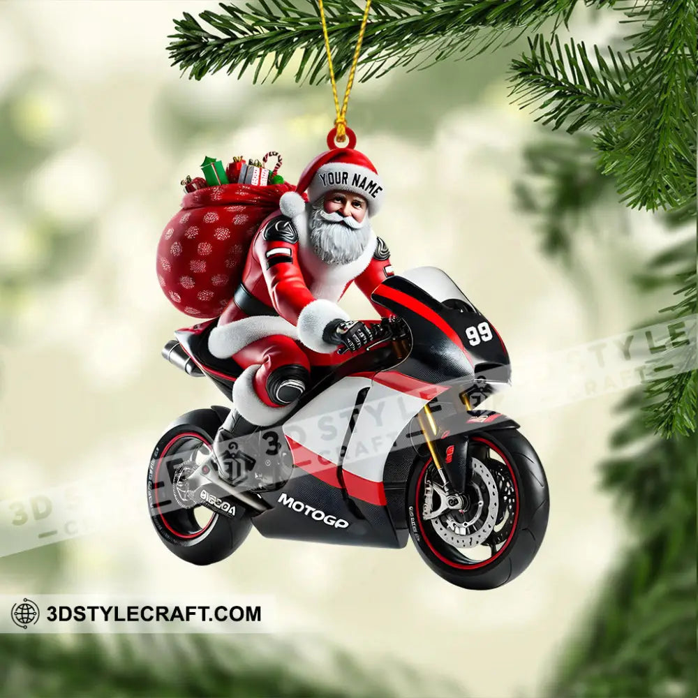 Santa Riding Motorcycle Home Decor Christmas Ornament Personalized