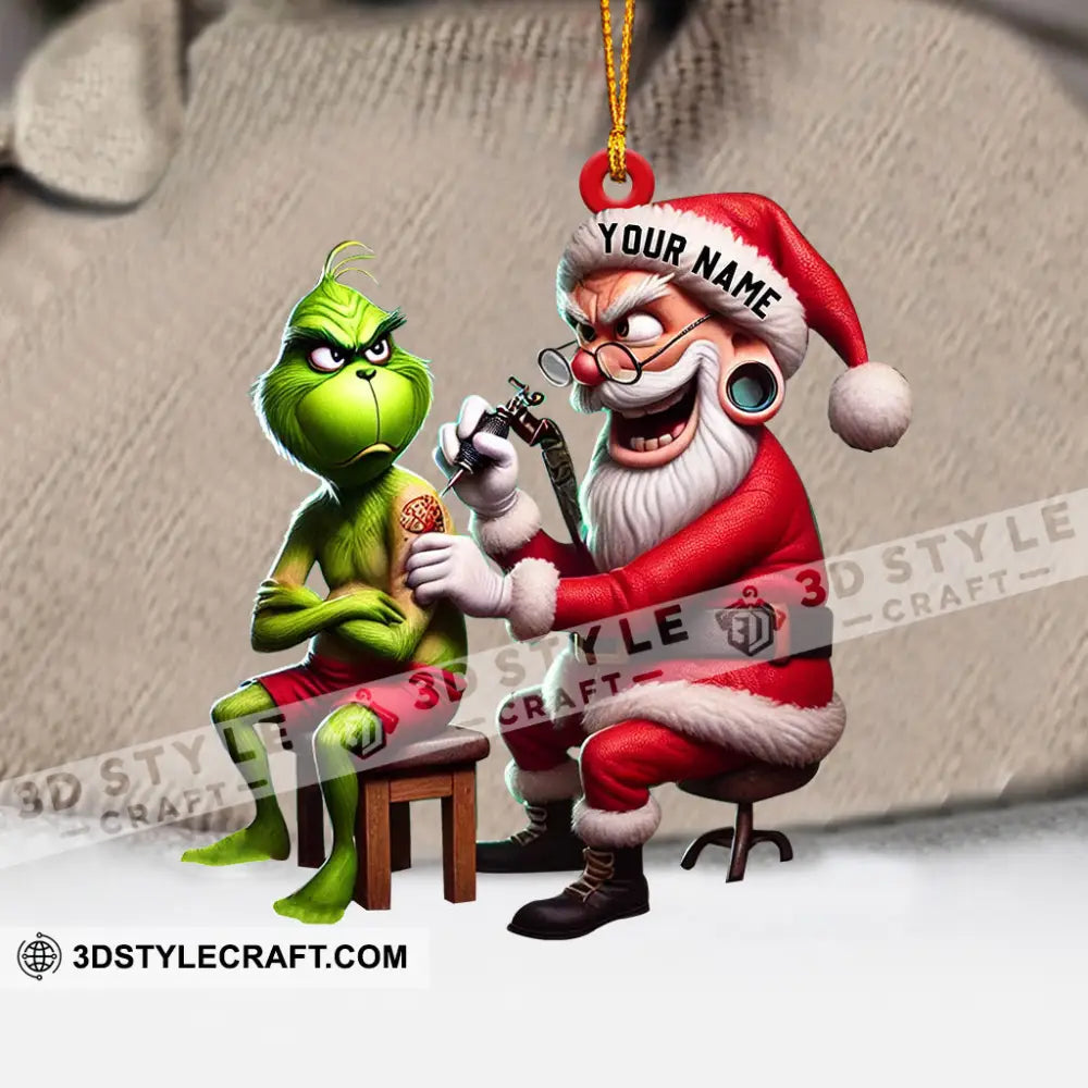 Santa Tattoo Artist Christmas Ornament Personalized