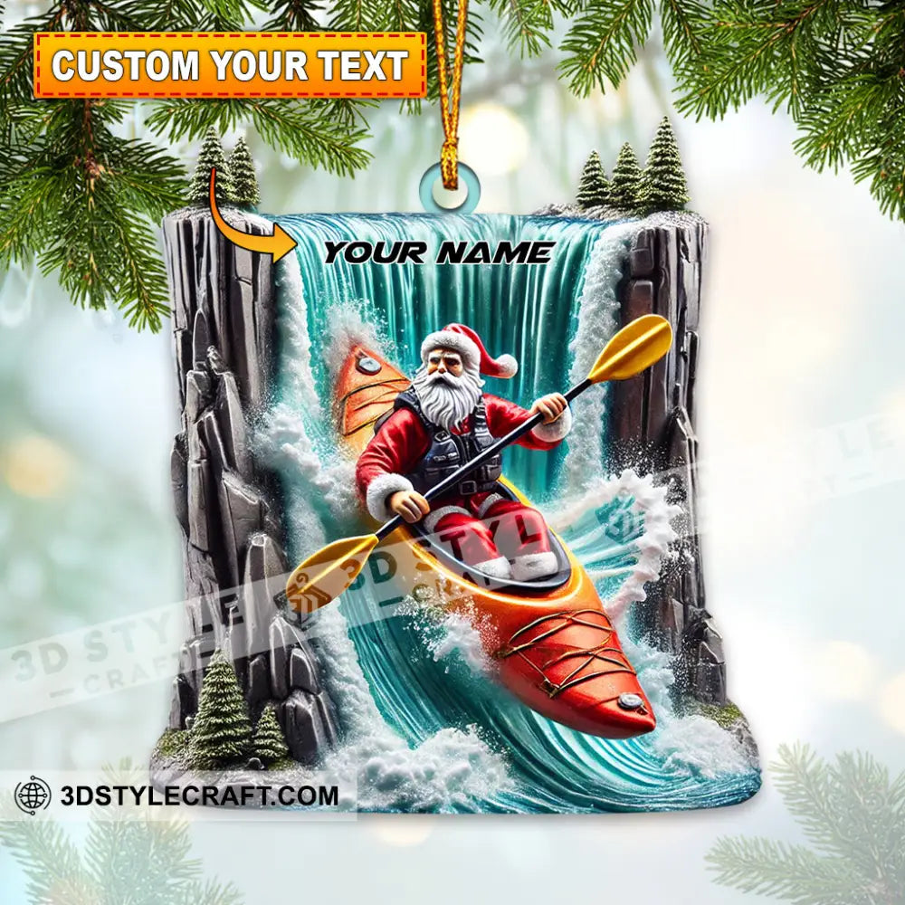 Santa White Water Rafting Christmas Ornament Personalized 3.54’’ / 1
