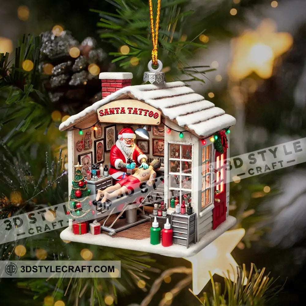 Santa’s Tattoo Christmas Ornament Personalized