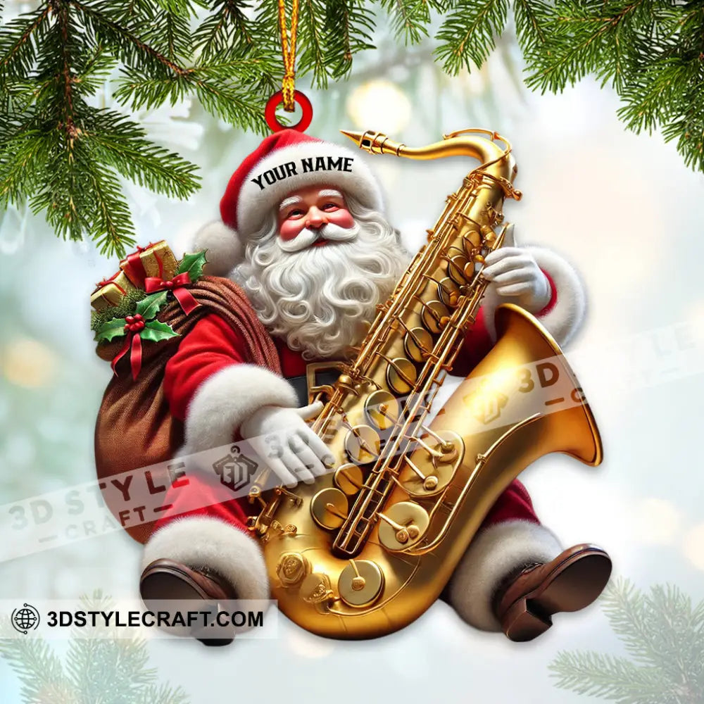 Saxophone Santa Home Decor Christmas Ornament Personalized
