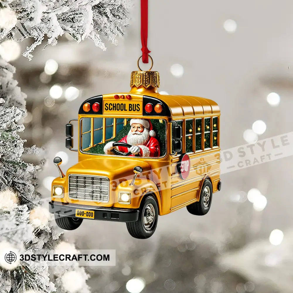 School Bus Santa Home Decor Christmas Ornament Personalized Ornament Ornament