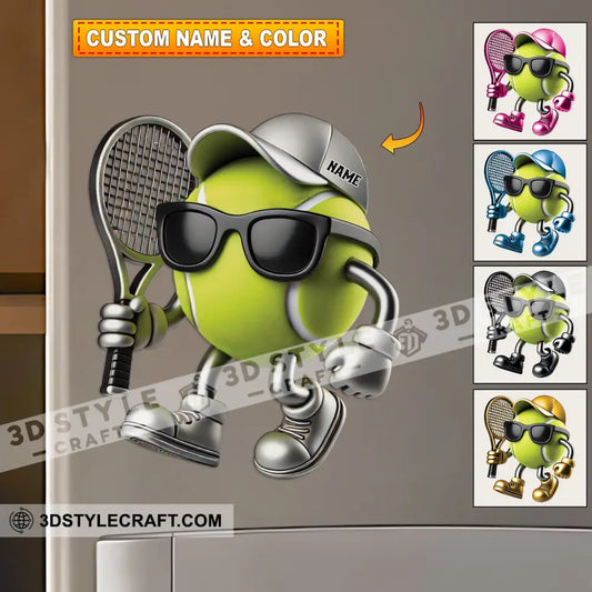 Tennis Custom Color And Name - Personalized Fridge Magnet
