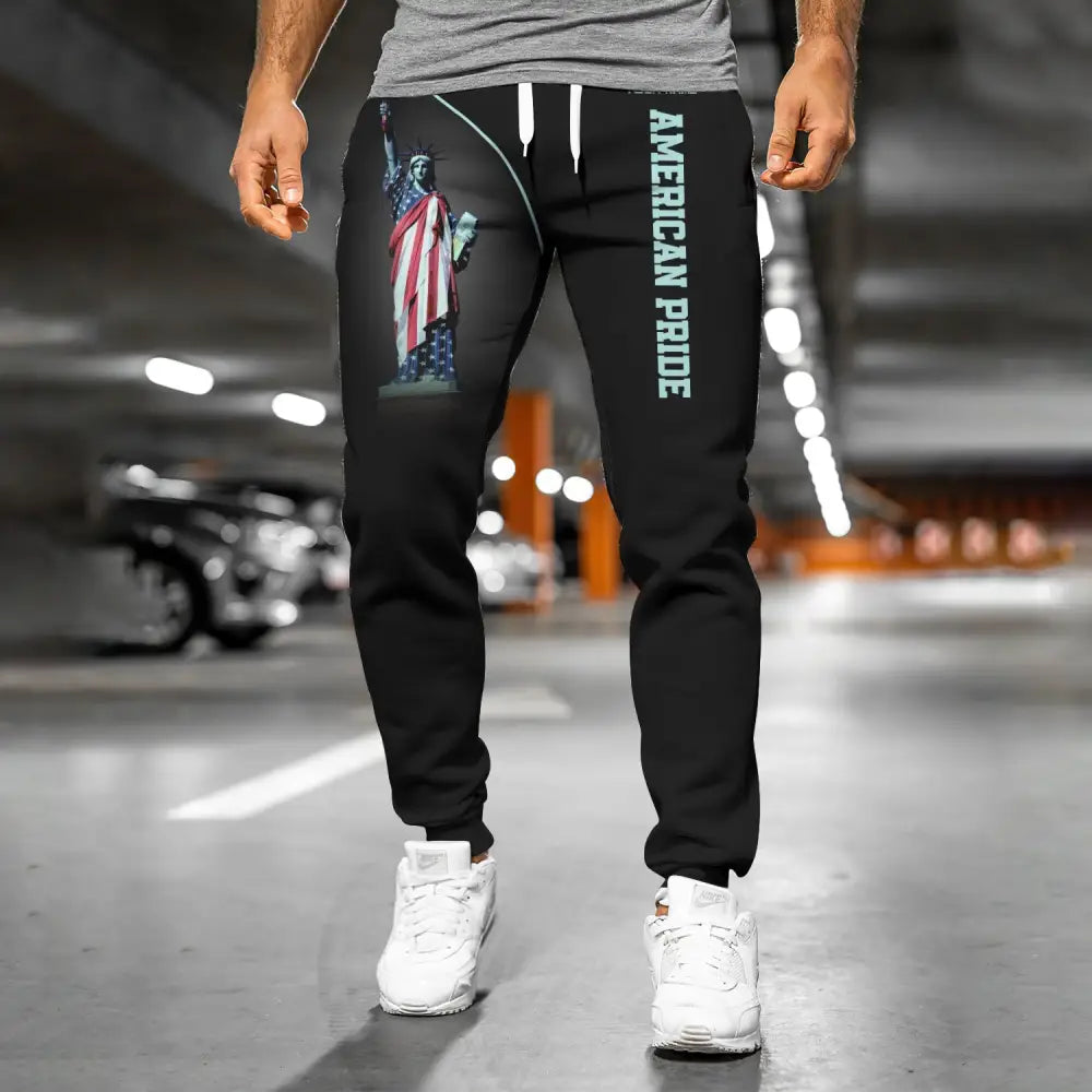 Unisex Clothing Custom Jogger American Pride Pants Independence Day Statue Of Liberty Apparel