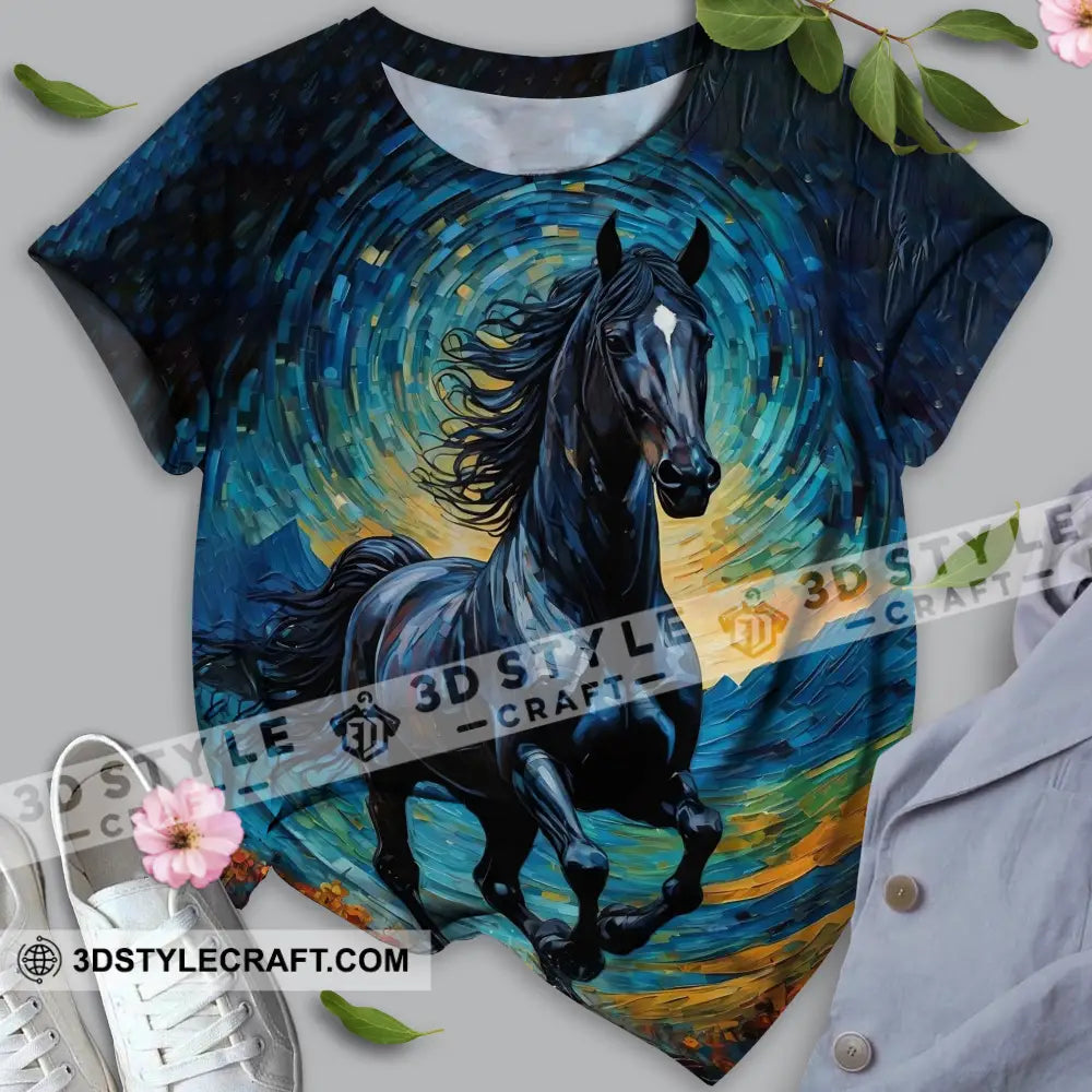 Unisex Shirt - Black Horse Symbolism Night Sky Shirt T-shirt