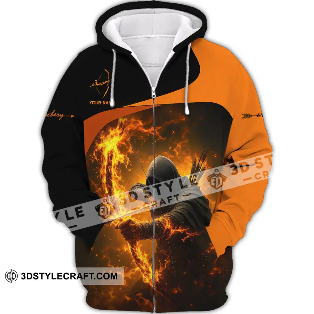 Unisex Shirt - Custom Archery Fire Warrior Archery Player Shirt Zipper Hoodie / S T-shirt