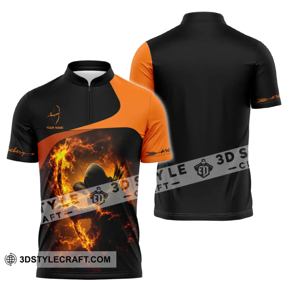 Unisex Shirt - Custom Archery Fire Warrior Archery Player Shirt Zipper Polo Shirt / S T-shirt