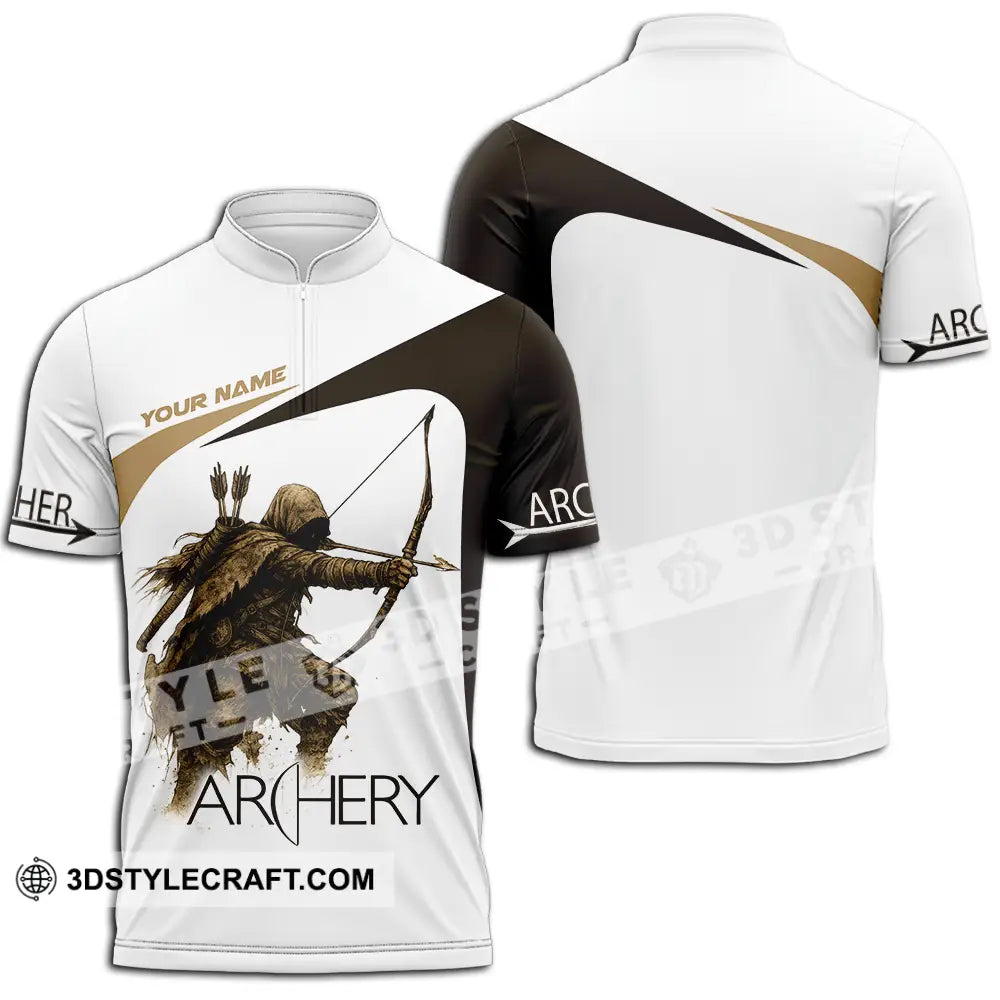 Unisex Shirt Custom Archery Sport Lover Shirt Zipper Polo Shirt / S T shirt