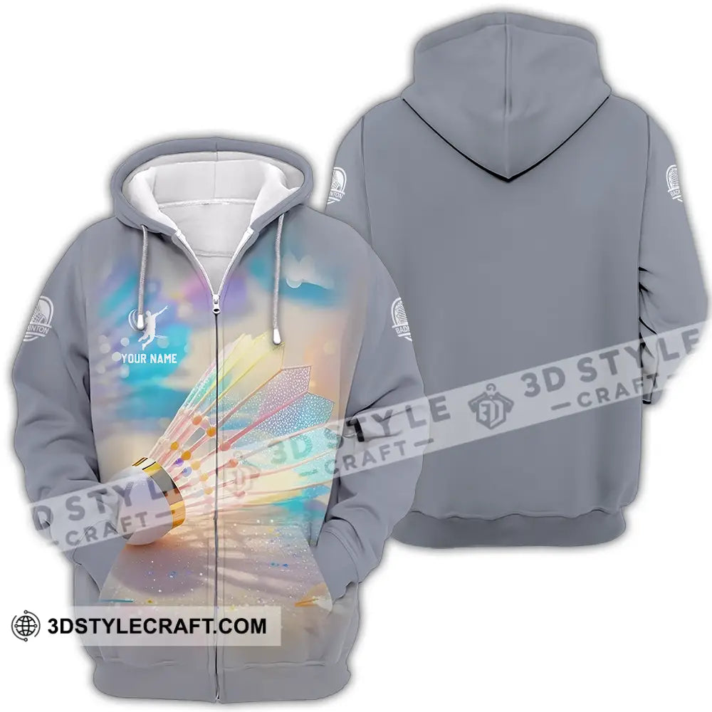 Unisex Shirt Custom Badminton Sport Shirt Zipper Hoodie / S T shirt