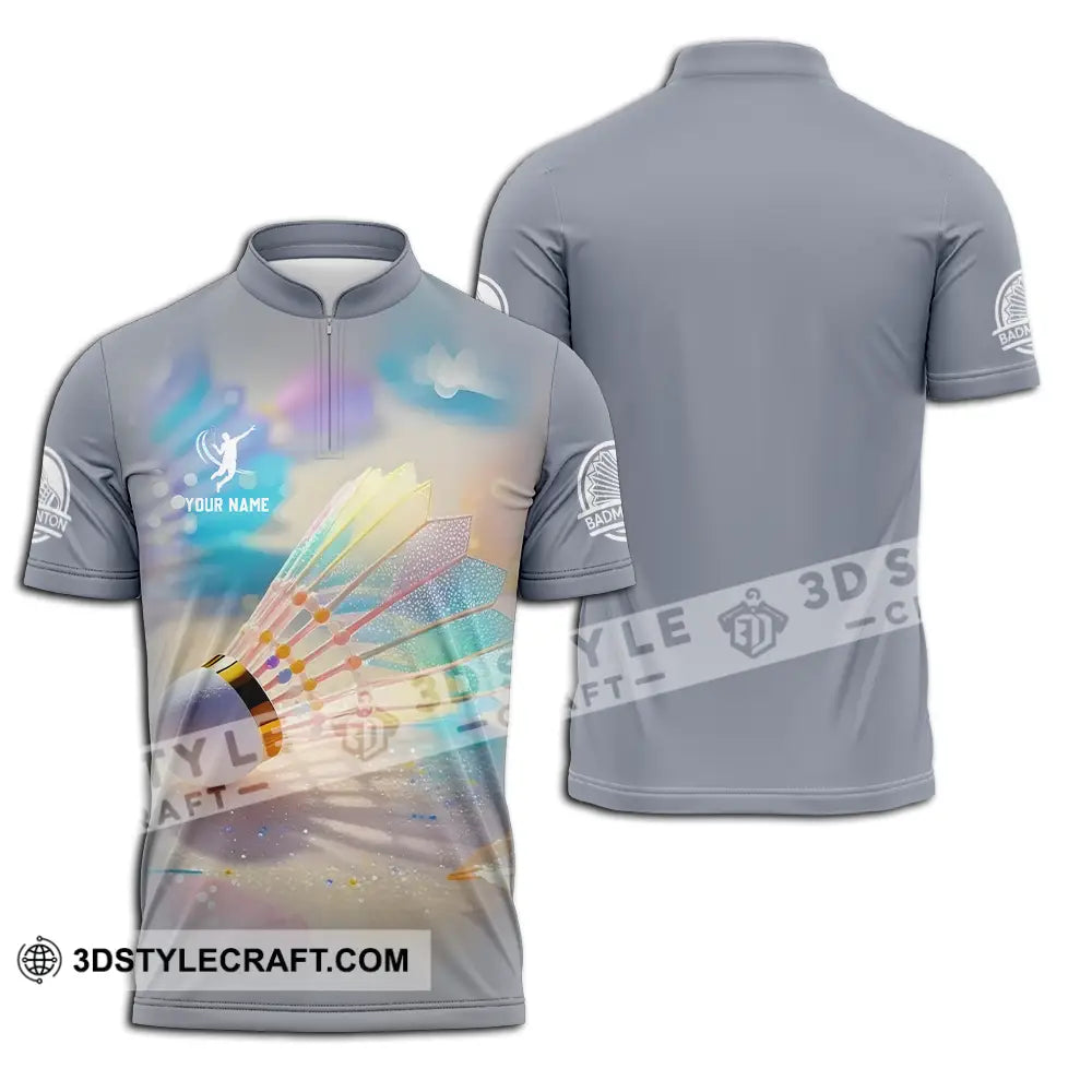 Unisex Shirt Custom Badminton Sport Shirt Zipper Polo Shirt / S T shirt