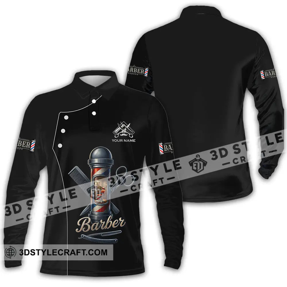 Unisex Shirt Custom Barber Shirt Long Sleeve Polo / S T shirt