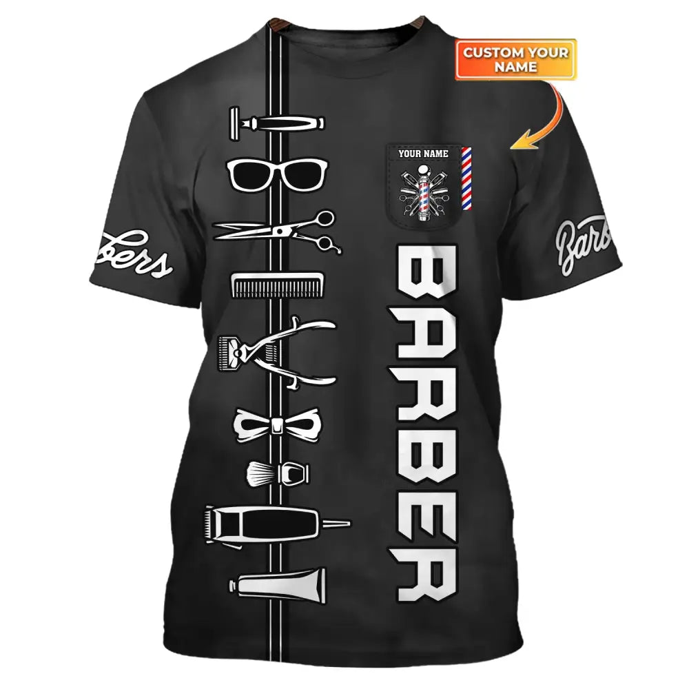 Unisex Shirt Custom Barber Personalized Name For Hairstylists T-Shirt / S
