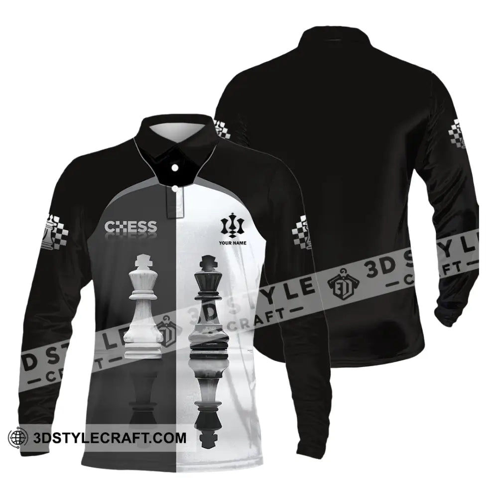 Unisex Shirt - Custom Black And White Chess Shirt For Couple Long Sleeve Polo / S T-shirt