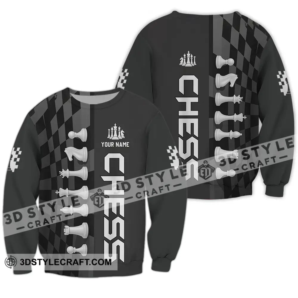 Unisex Shirt - Custom Black And White Chess Chess Player Sporty Shirt Long Sleeve / S T-shirt