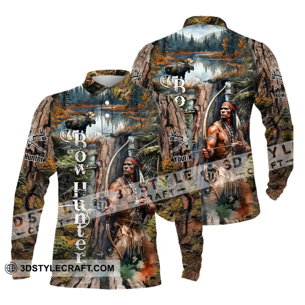Unisex Shirt - Custom Bow Hunter Shirt Long Sleeve Polo / S T-shirt