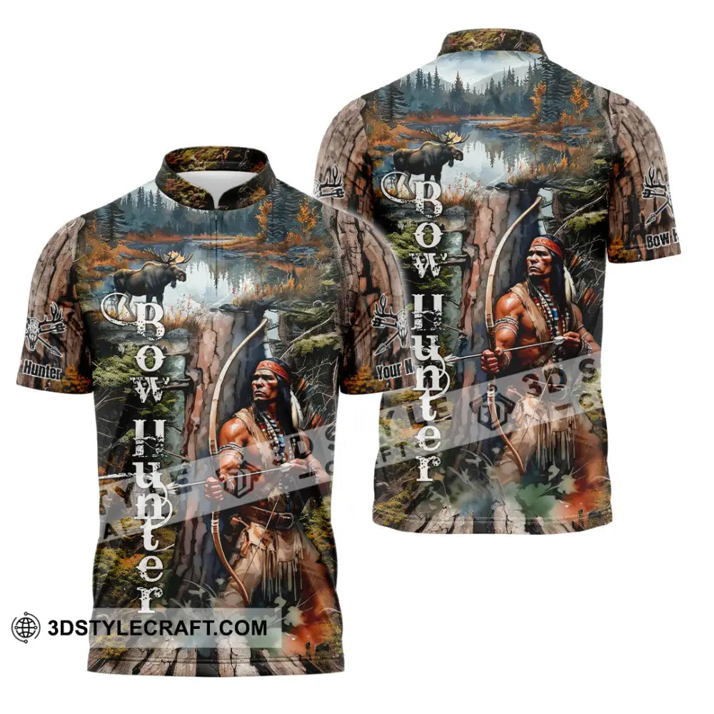 Unisex Shirt - Custom Bow Hunter Shirt Zipper Polo Shirt / S T-shirt