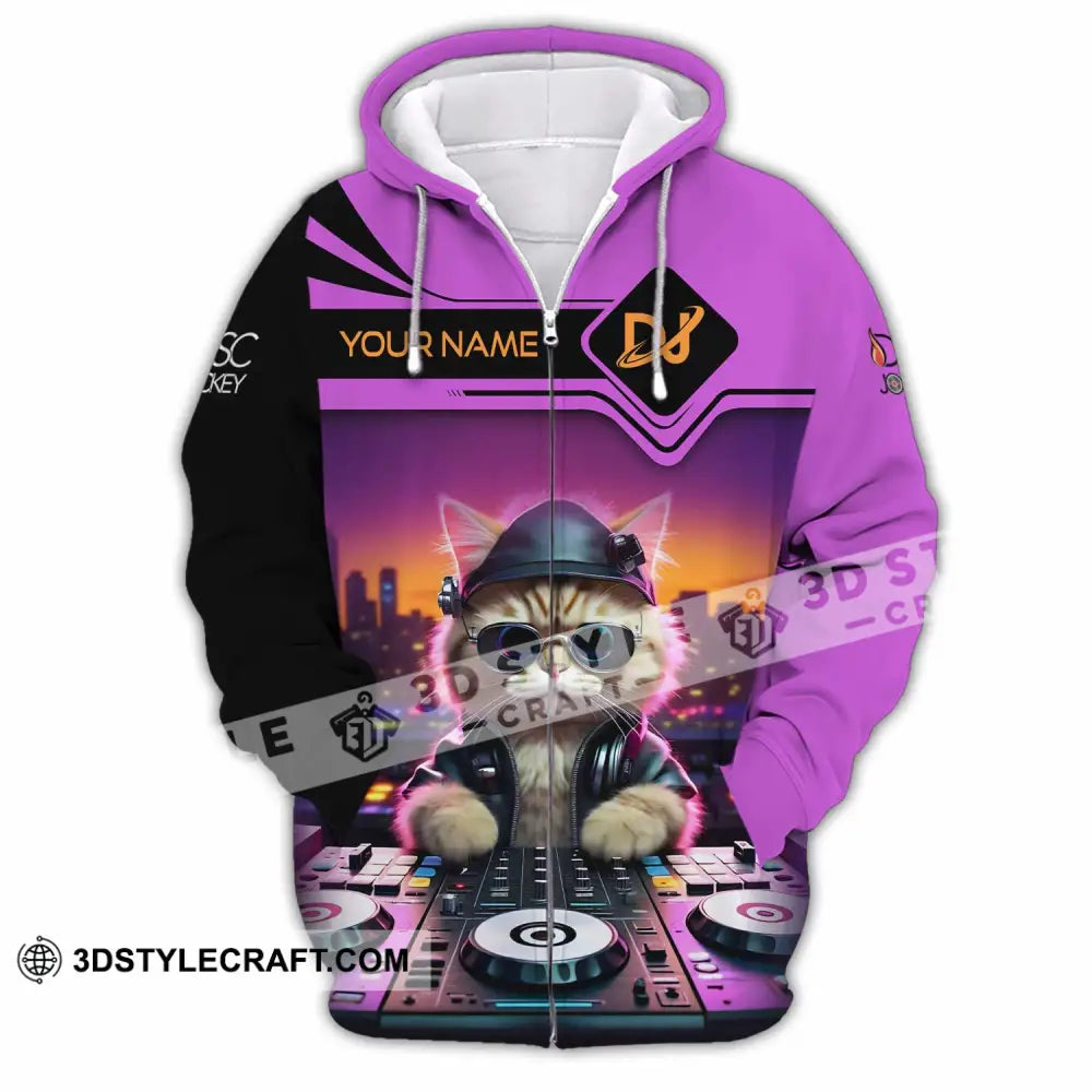 Unisex Shirt - Custom Cat Disc Jockey Shirt Zipper Hoodie / S T-shirt