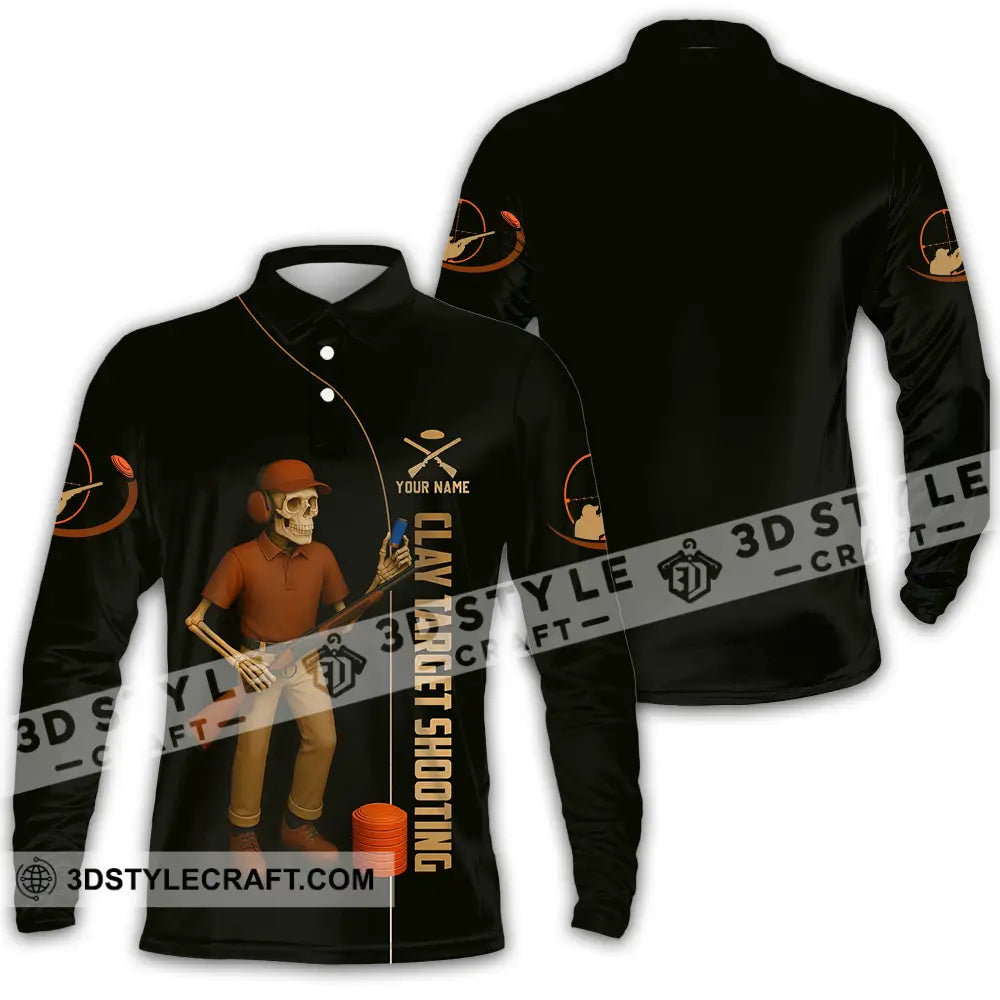Unisex Shirt - Custom Clay Target Shooting Shirt Long Sleeve Polo / S T-shirt