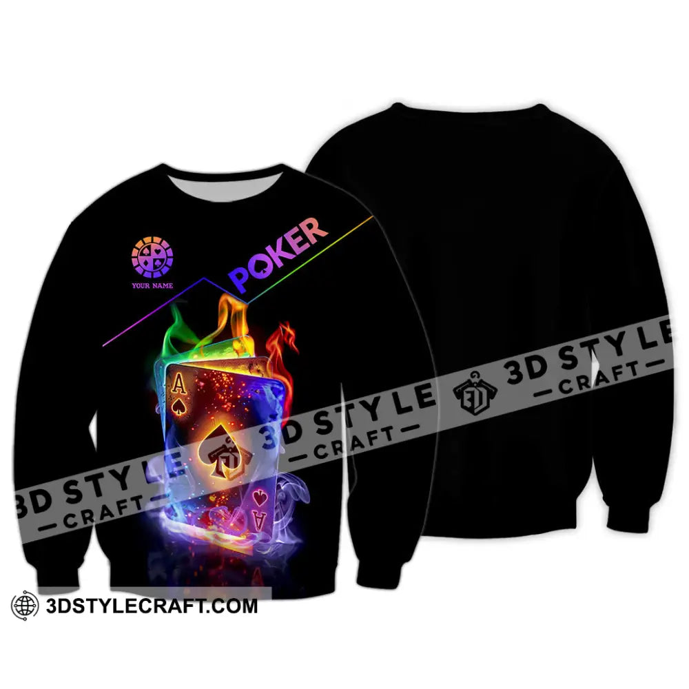 Unisex Shirt - Custom Colorful Poker Ace Card Shirt Long Sleeve / S T-shirt