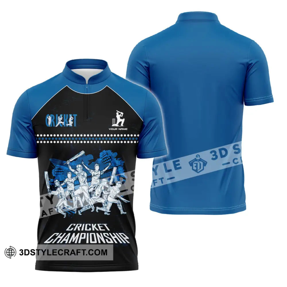 Unisex Shirt Custom Cricket Championship Shirt Zipper Polo Shirt / S T shirt