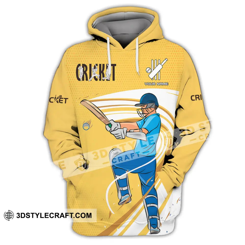 Unisex Shirt Custom Cricket Player Yellow Design Shirt Hoodie / S T shirt