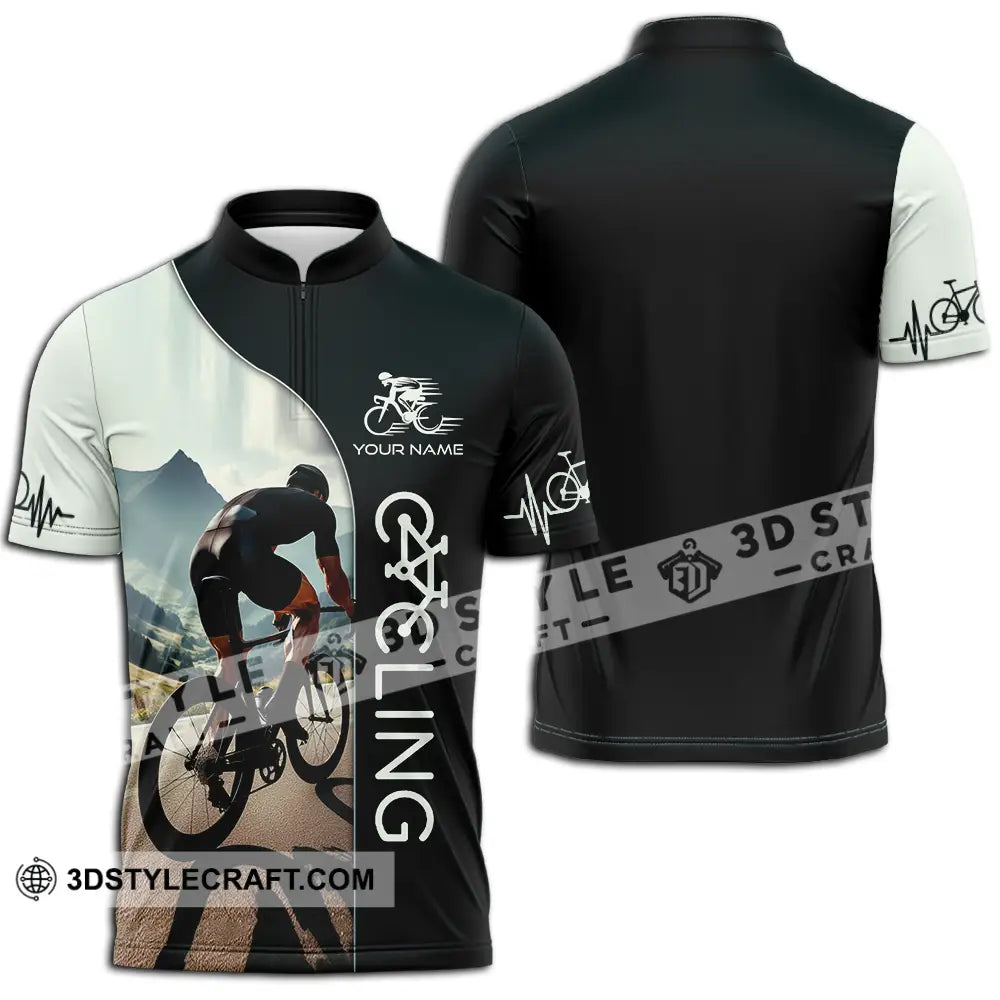Unisex Shirt - Custom Cycling Lover Shirt Zipper Polo Shirt / S T-shirt