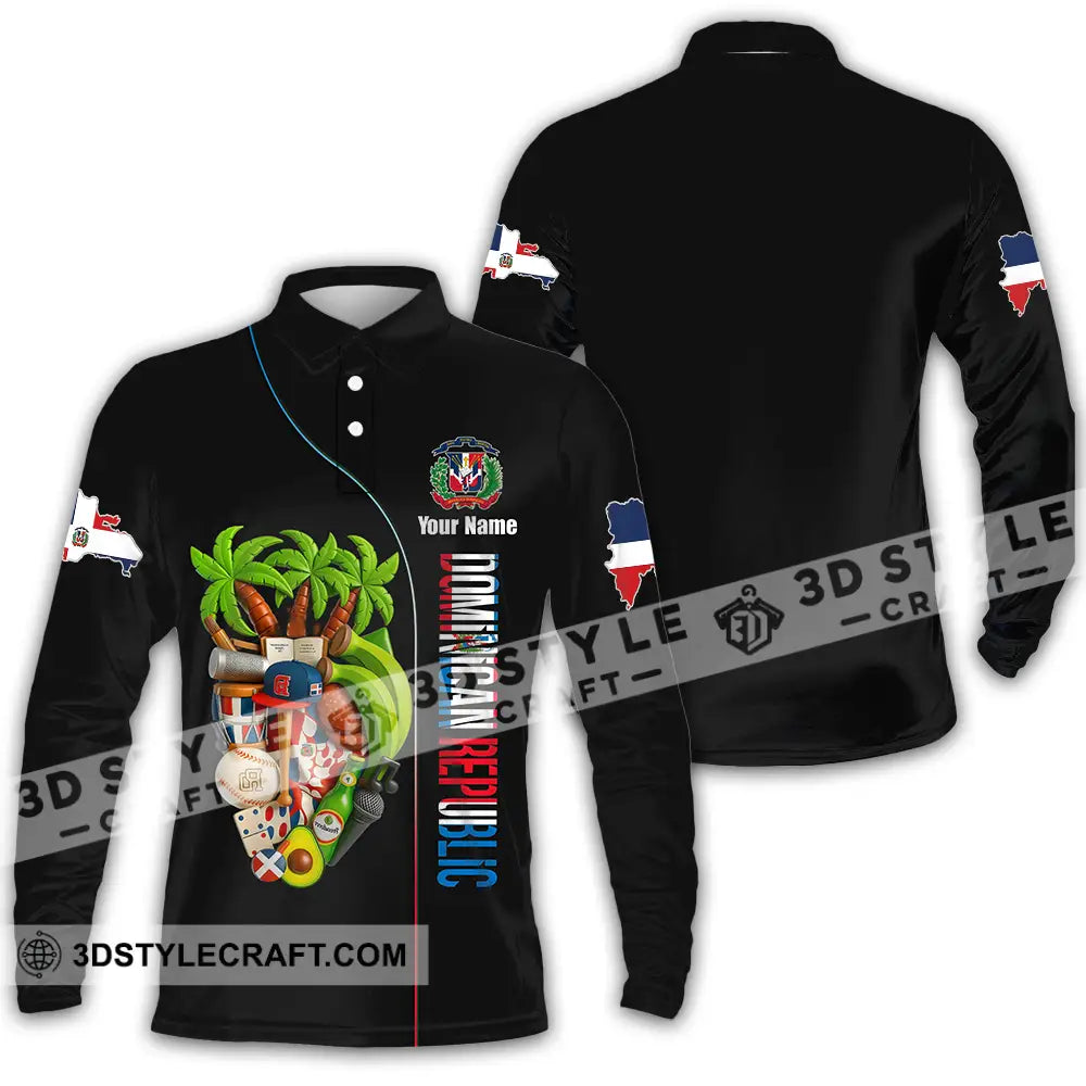 Unisex Shirt - Custom Dominican Republic Shirt Long Sleeve Polo / S T-shirt