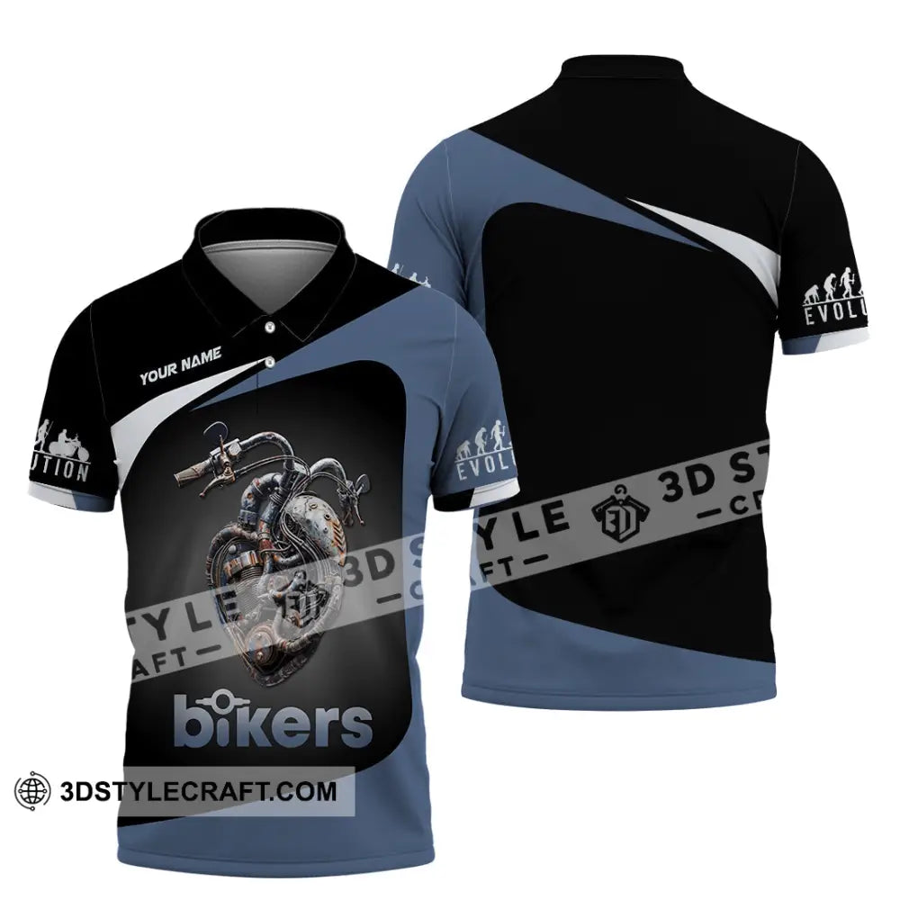 Unisex Shirt - Custom Evolution Heart Biker Shirt Polo Shirt / S T-shirt