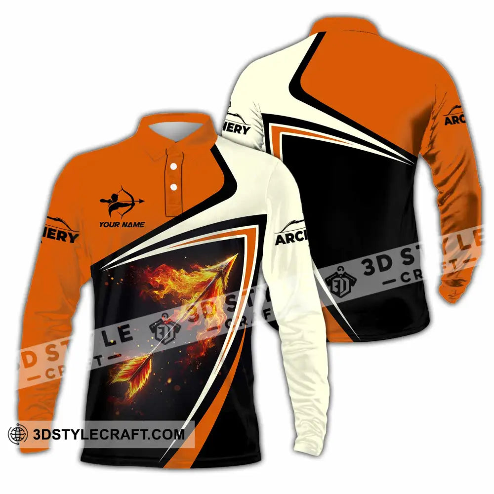 Unisex Shirt - Custom Fire Archery Lover Shirt Long Sleeve Polo / S T-shirt