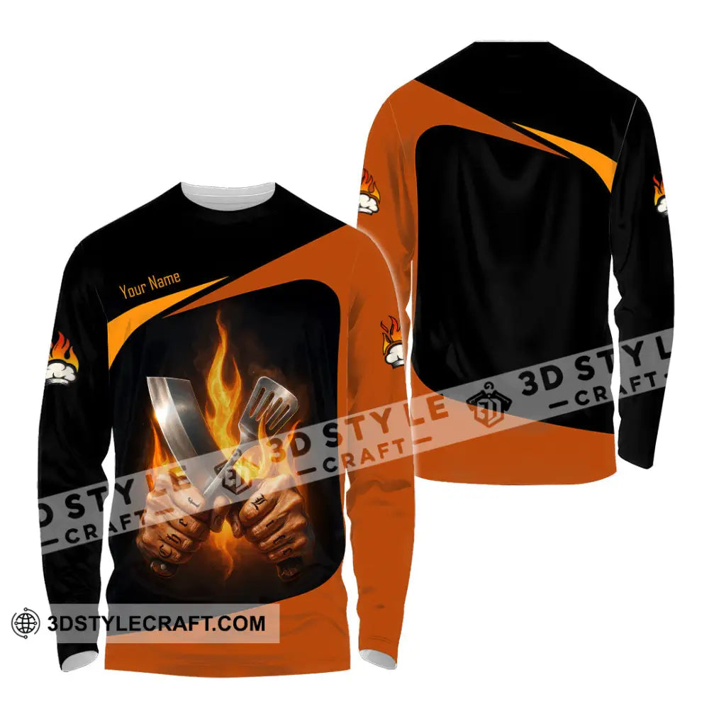 Unisex Shirt - Custom Fire Master Chef Shirt Long Sleeve Shirt / S T-shirt