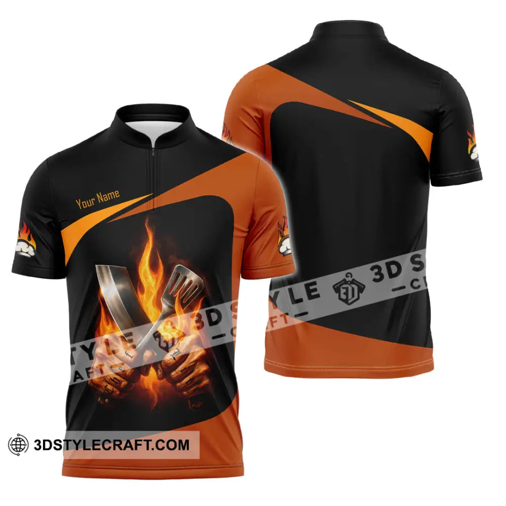 Unisex Shirt - Custom Fire Master Chef Shirt Zipper Polo Shirt / S T-shirt