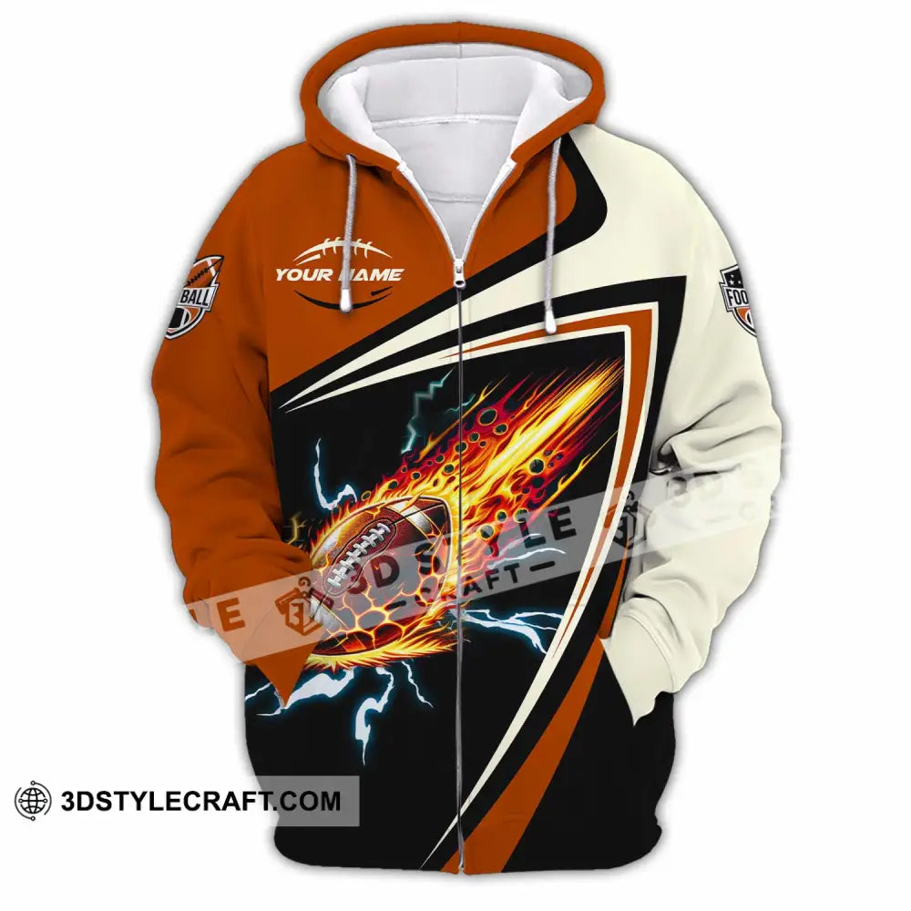 Unisex Shirt Custom Football Fire Sport Shirt Zipper Hoodie / S T shirt