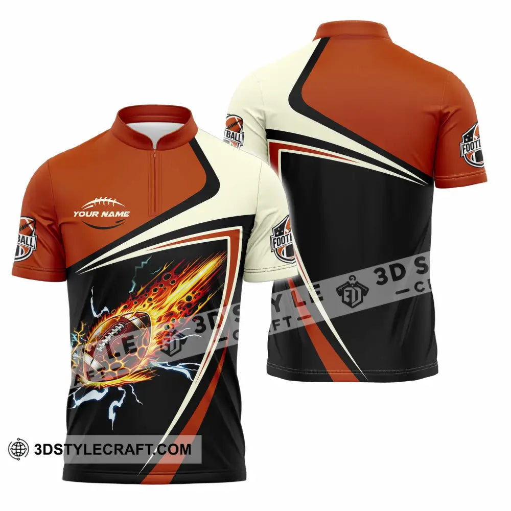 Unisex Shirt Custom Football Fire Sport Shirt Zipper Polo Shirt / S T shirt