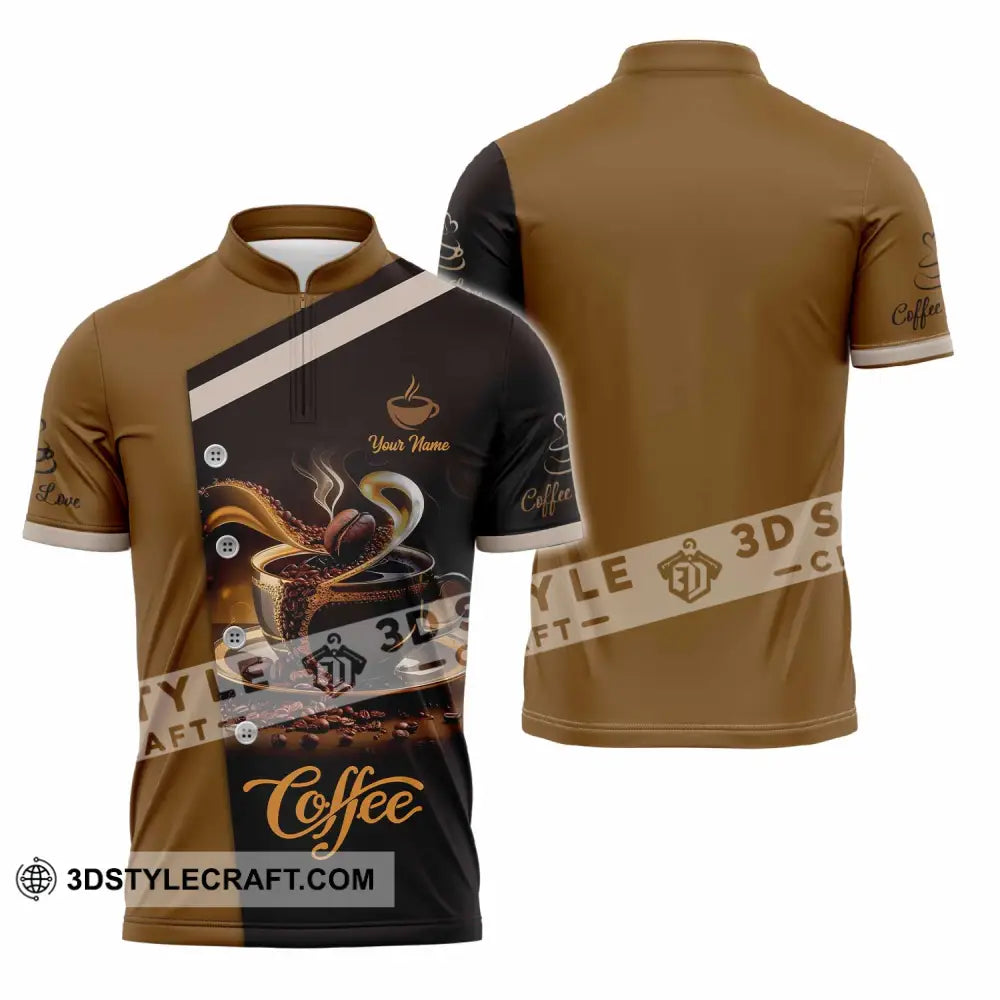 Unisex Shirt - Custom Shirt For Coffee Lover Zipper Polo Shirt / S T-shirt