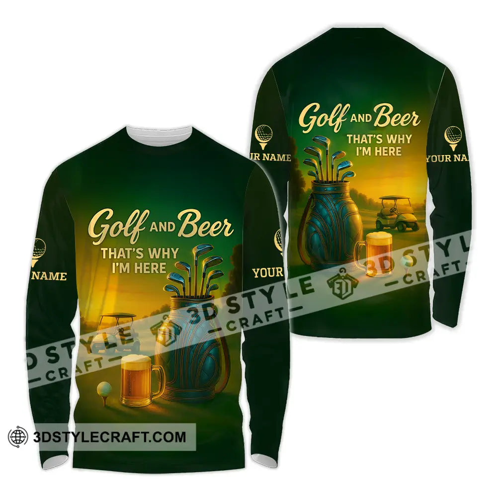 Unisex Shirt - Custom Golf And Beer Shirt Long Sleeve Shirt / S T-shirt