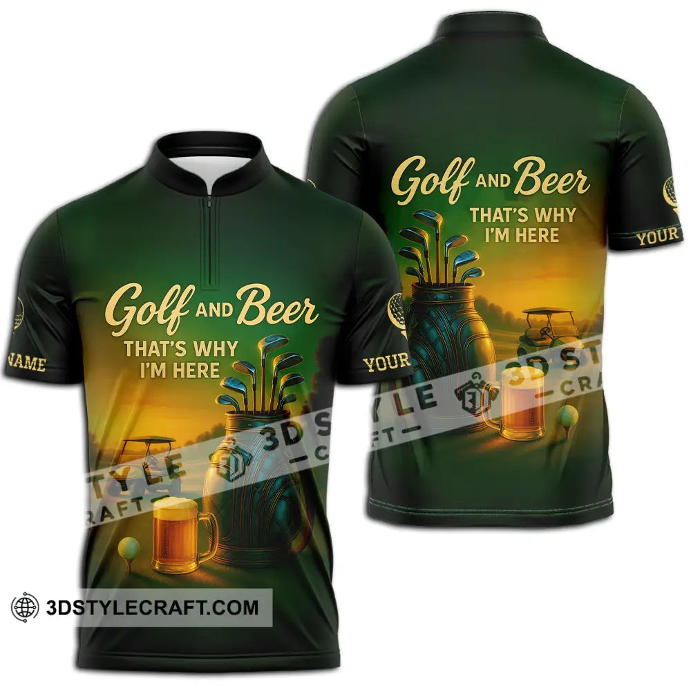 Unisex Shirt - Custom Golf And Beer Shirt Zipper Polo Shirt / S T-shirt
