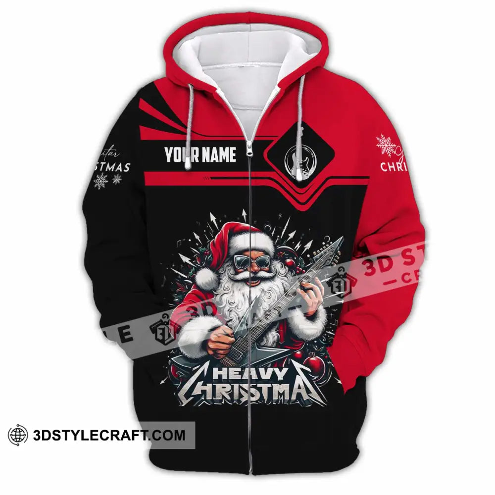 Unisex Shirt - Custom Guitarist Santa Shirt Zipper Hoodie / S T-shirt