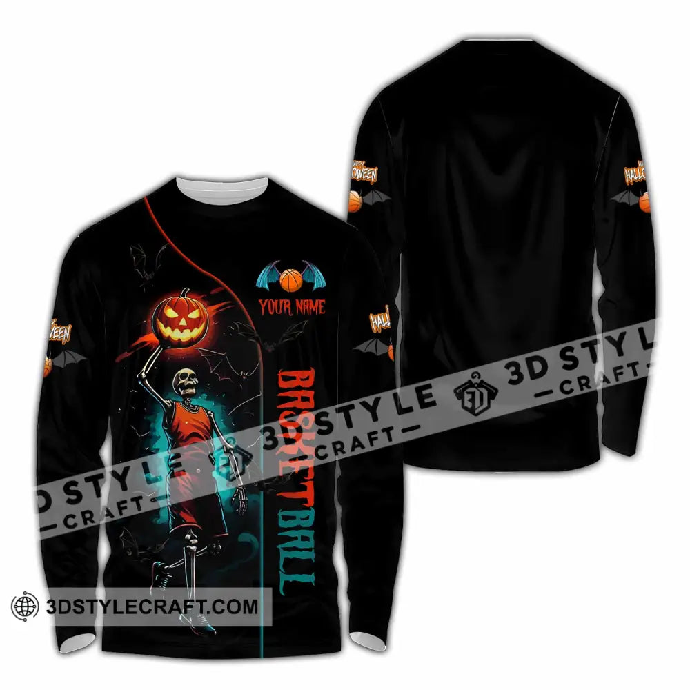 Unisex Shirt Custom Halloween Basketball Sport Shirt Long Sleeve Shirt / S T shirt