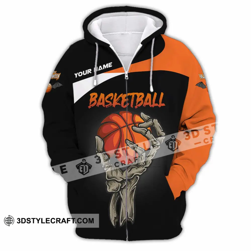 Unisex Shirt Custom Halloween Basketball Sport Shirt Zipper Hoodie / S T shirt