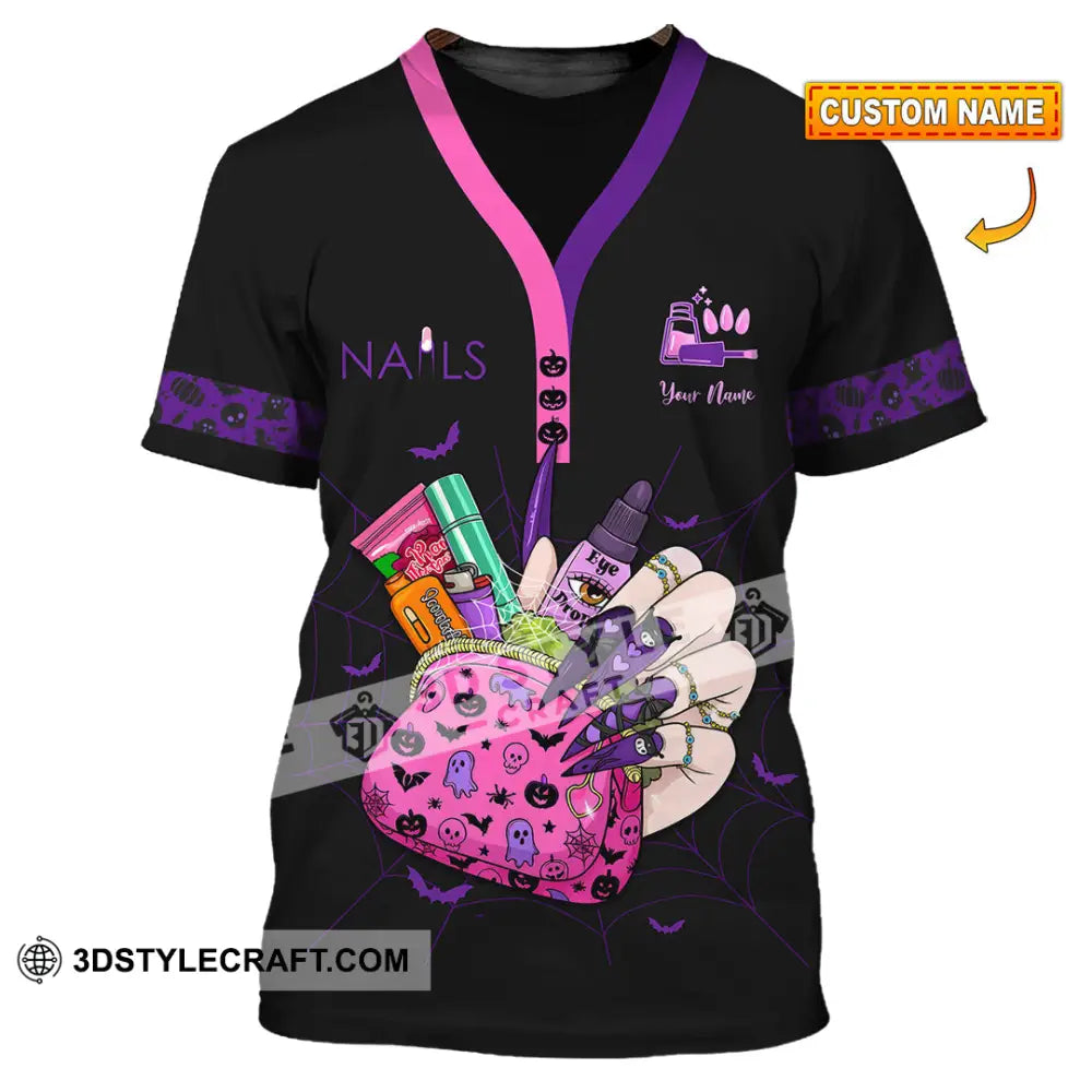 Unisex Shirt Custom Halloween Nails Artist Shirt T shirt
