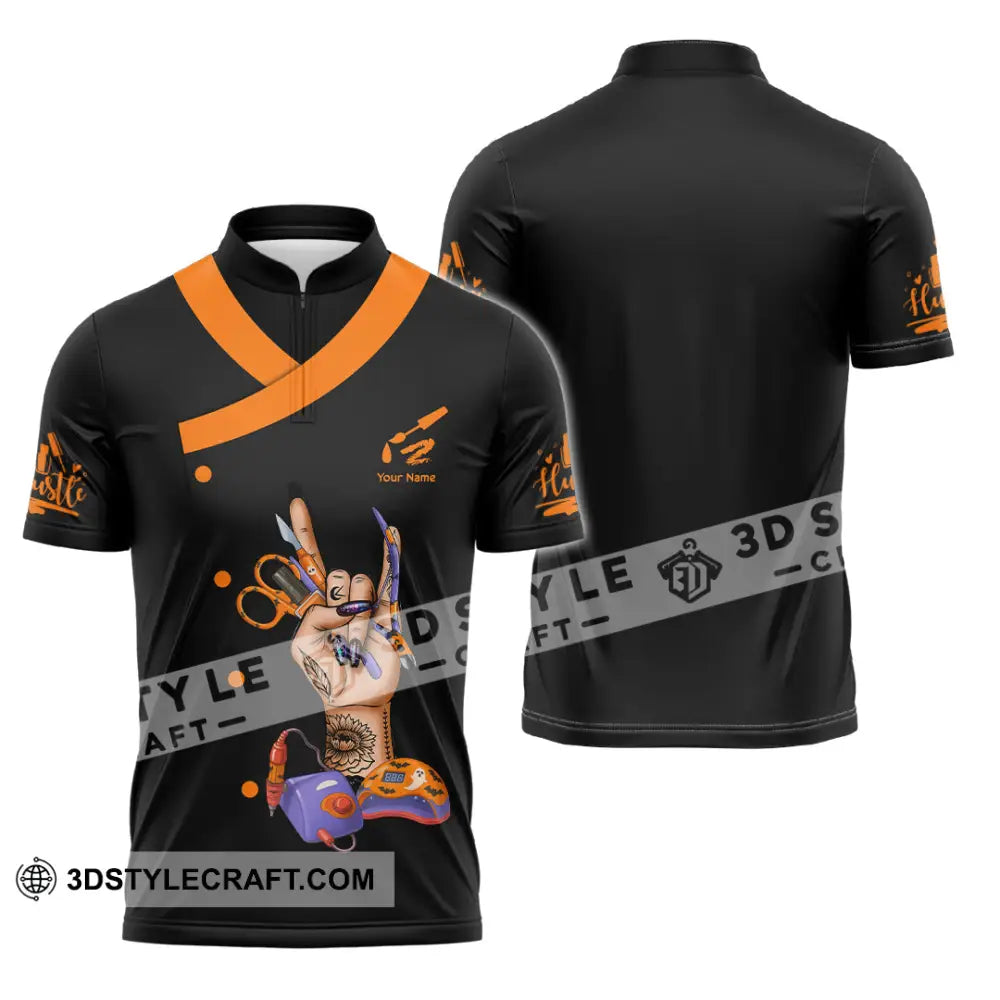 Unisex Shirt Custom Halloween Nails Artist Shirt Zipper Polo Shirt / S T shirt