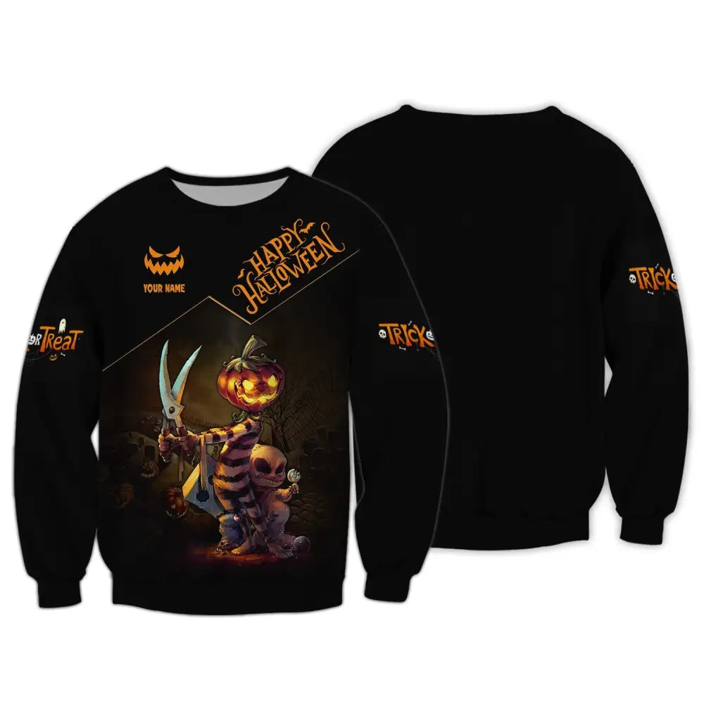 Unisex Shirt Custom Halloween T-Shirt Happy For Long Sleeve / S